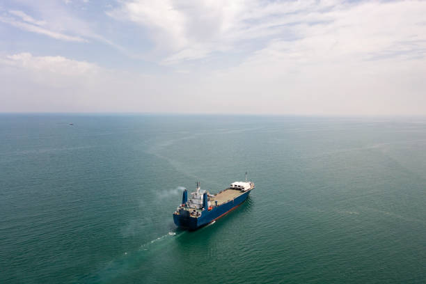 istock Aerial view of Ro-Ro ship in transit. 1338909182