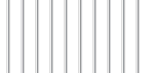 istock Realistic metal prison bars isolated on white background. Detailed jail cage, prison iron fence. Criminal background mockup. Creative vector illustration 1338914778