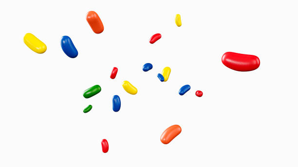 istock jelly beans burst blast set. Realistic illustration. Good for packaging design Jellybeans isolated on white background Pile of tasty bright jelly beans 3d Illustration 3d rendering 1338915957