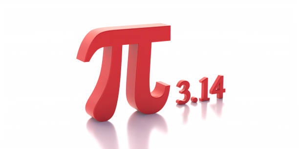 istock Pi red Greek letter and 3.14 isolated on white background. Math Geometry symbol, 3d illustration 1338916967