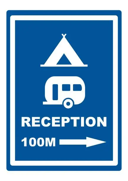 Vector illustration of Road sign, camp, reception, eps.