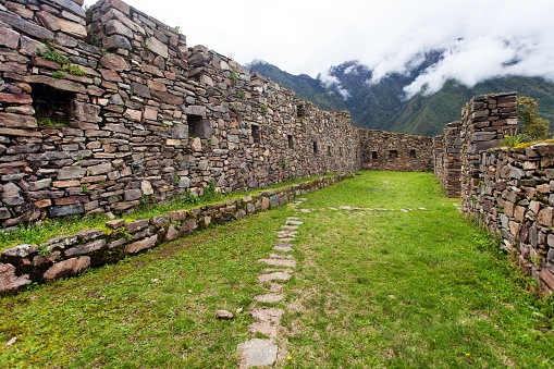 Choquequirao, one of the best Inca ruins in Peru. Choquequirao Inca trekking trail near Machu Picchu. Cuzco region in Peru