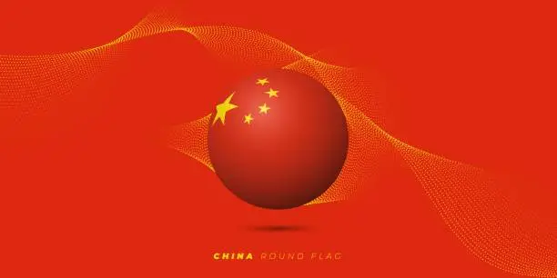 Vector illustration of China round flag vector illustration with abstract background. China Independence Day design