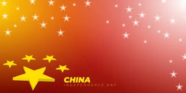 Vector illustration of China stars with 3d style and abstract background. China Independence Day design