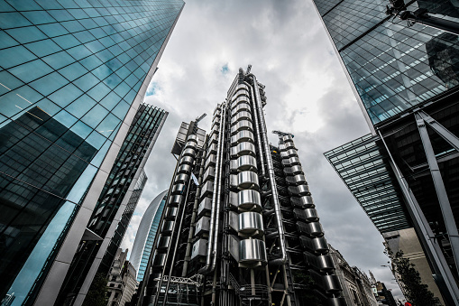 Low Angle View Of Lloyd's Building In London, UK