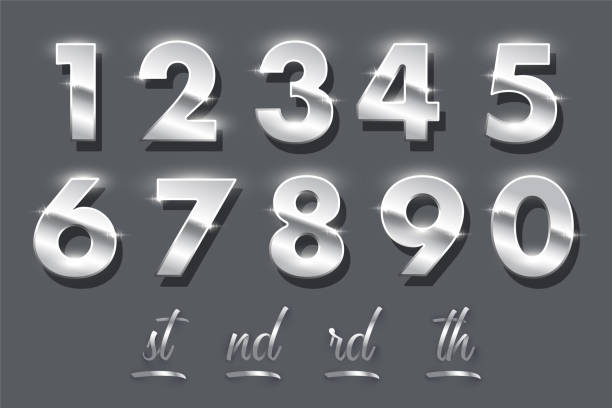 istock Silver number metal set, 3d shiny chrome or stainless steel numbers with glossy effect 1338926440