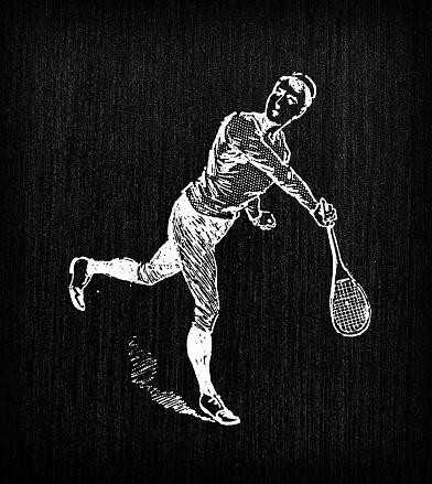Antique old French engraving illustration: Tennis