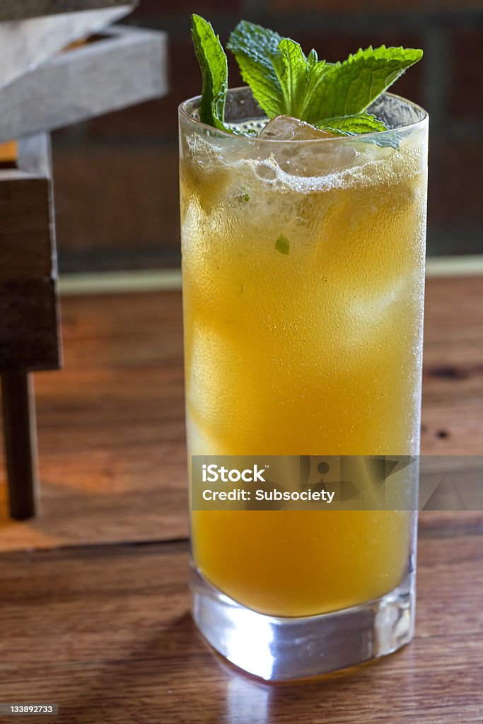 Gin cocktail Gin and lemon juice garnished with mint Alcohol - Drink Stock Photo