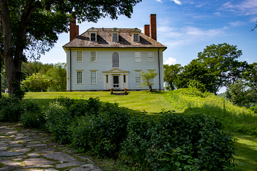 The Hamilton House is located on 50 acres overlooking the Salmon Falls River in South Berwick, ME. In 1783 land for the house was purchased by Jonathan Hamilton, a merchant who had profited during the American Revolutionary War by privateering. The Georgian Mansion is c.1785 and is a National Landmark.  \nSouth Berwick, ME\n06/19/2021