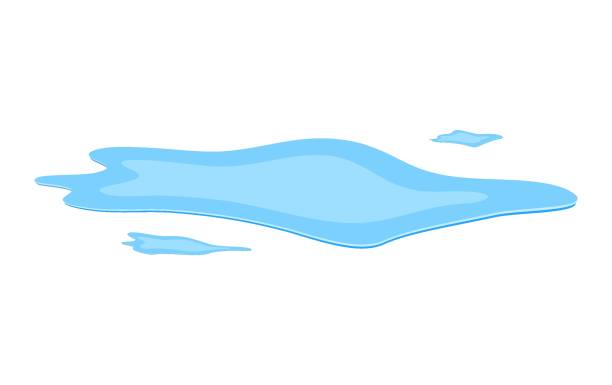 istock Water puddle cartoon illustration. Wet liquid spill. Vector icon isolated on white. Autumn symbol. 1338929170