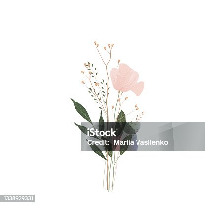 istock Bouquet vector stock illustration. An element for a wedding invitation. 1338929331