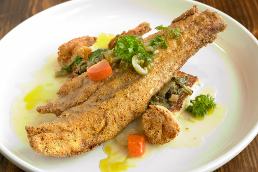 fried catfish plate with veggies