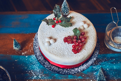 Fondant Christmas Cake with Dried Fruits and Nuts