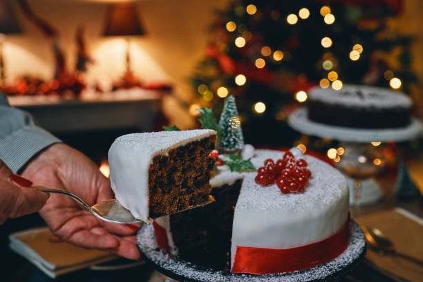 istock Fondant Christmas Cake with Dried Fruits and Nuts 1338932087
