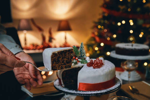istock Fondant Christmas Cake with Dried Fruits and Nuts 1338932117
