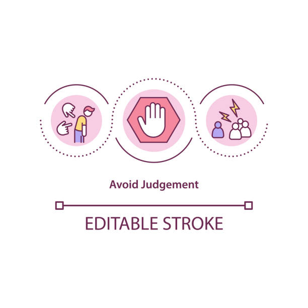 Avoid judgement concept icon Avoid judgement concept icon. No social prejudice in workplace. Work ethics. Conflict management abstract idea thin line illustration. Vector isolated outline color drawing. Editable stroke angry general manager stock illustrations