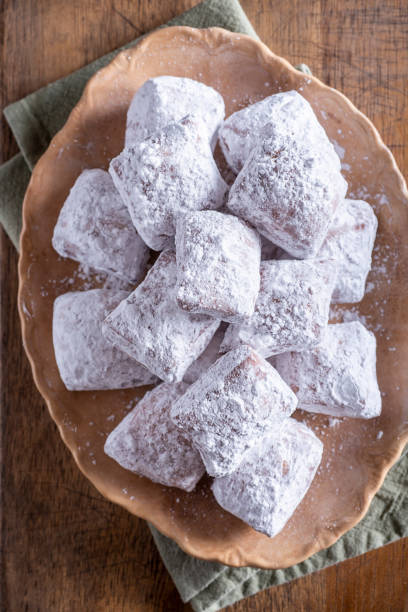 Fritters Plate of Fresh Beignets beignet stock pictures, royalty-free photos & images