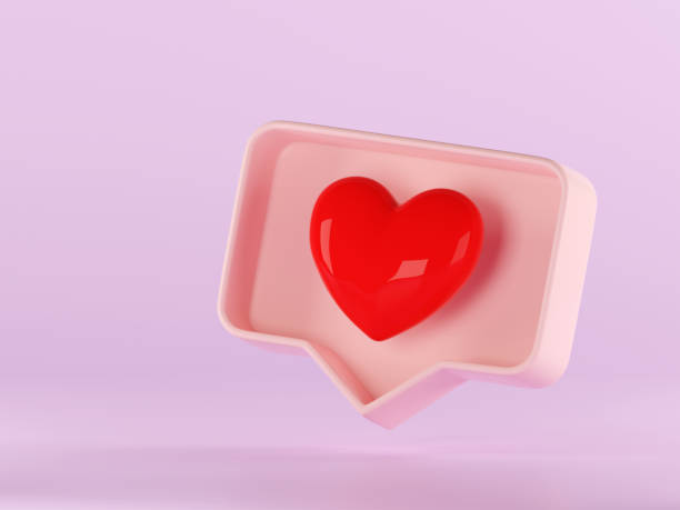 istock 3d like heart icon in pastel pink speech bubble box. Notification element in social media, symbol of love, adding in favorite. Concept of communication in social network 1338935479