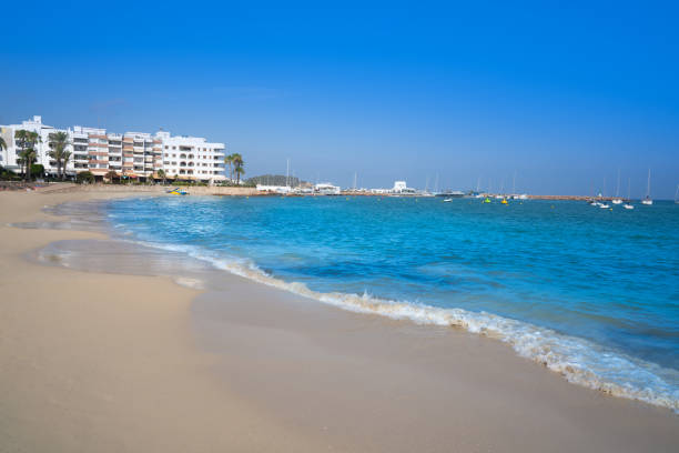 istock Ibiza Santa Eulalia town beach in Spain 1338942099