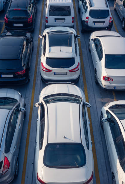 istock Parked cars on a car ferry. 1338942151