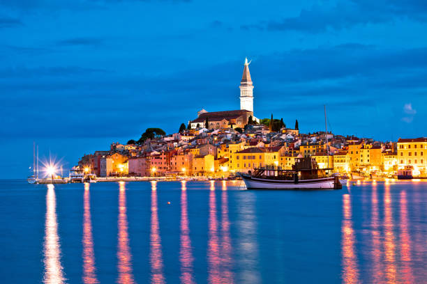 istock Town of Rovinj evening blue hour view 1338947578