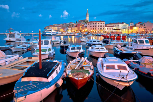 istock Rovinj harbor and cityscape dawn view, Istria peninsula 1338947694