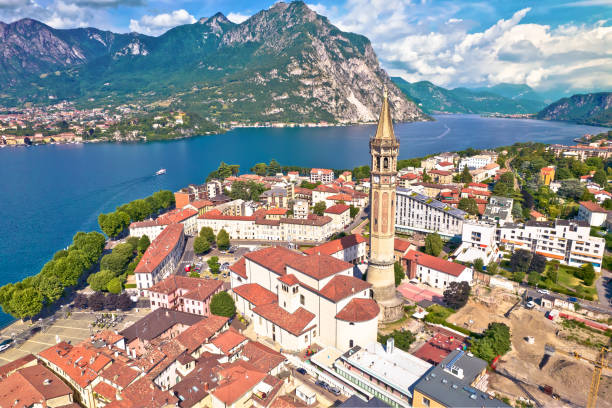 istock Town of Lecco aerial panoramic view, Como Lake 1338948631