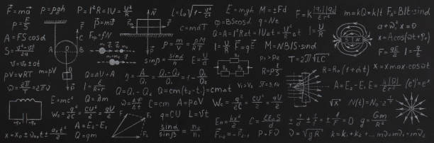 istock Formulas from physics on school blackboard. Back to school concept. 1338950420