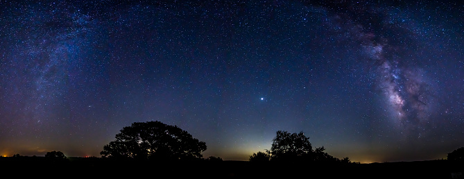 Panoramic View of the Milky Way Galaxy In the Central Texas Land