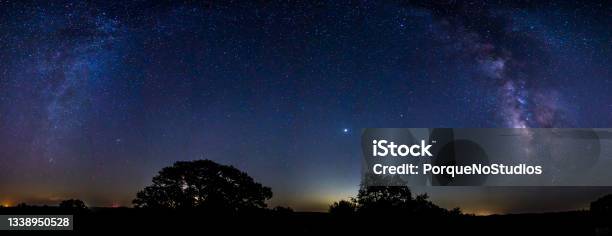 Panoramic View Of The Milky Way Galaxy In The Central Texas Land Stock Photo - Download Image Now