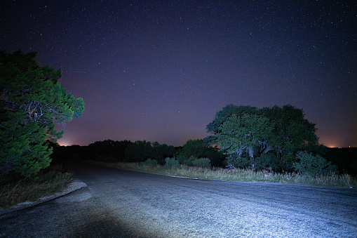 Multiple Stars Over Texas Rural Road
