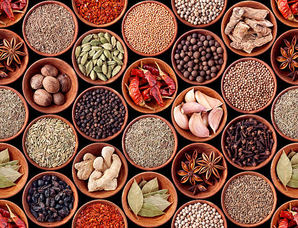 istock Seamless texture of spices on black 133895572