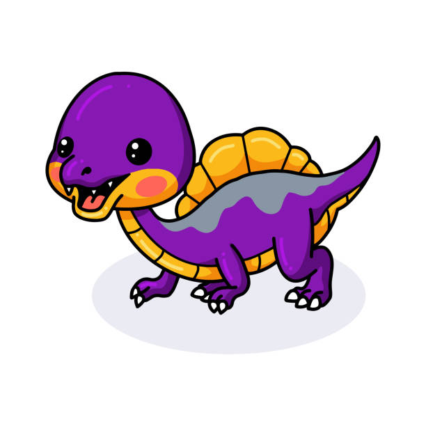 Cute Purple Little Dinosaur Cartoon Stock Illustration - Download Image Now  - Animal, Animal Scale, Animal Wildlife - iStock