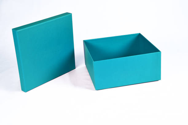 istock open blue box to store gift and utensils isolated on white background. 1338956610