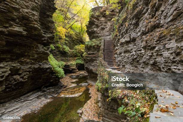 Stone Hiking Trail In Watkins Glen State Park In New York Stock Photo - Download Image Now