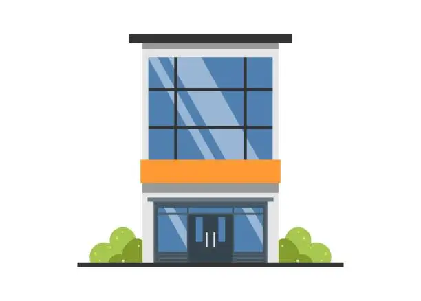 Vector illustration of Tall shop building. Simple flat illustration.