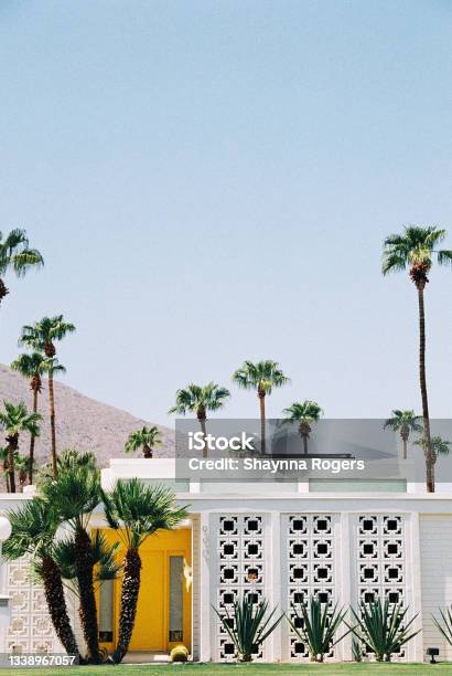 Palm Springs Yellow House Stock Photo - Download Image Now - Palm Springs - California, Architecture, California