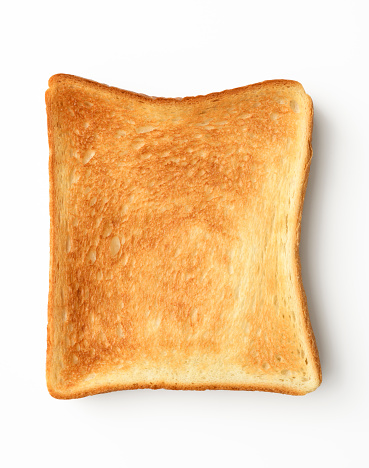 Overhead shot of toasted bread, isolated on white with clipping path.