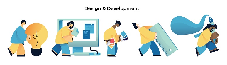 Design Development Process Background Design Development Process Work Concept Set Collection Illustrations ...