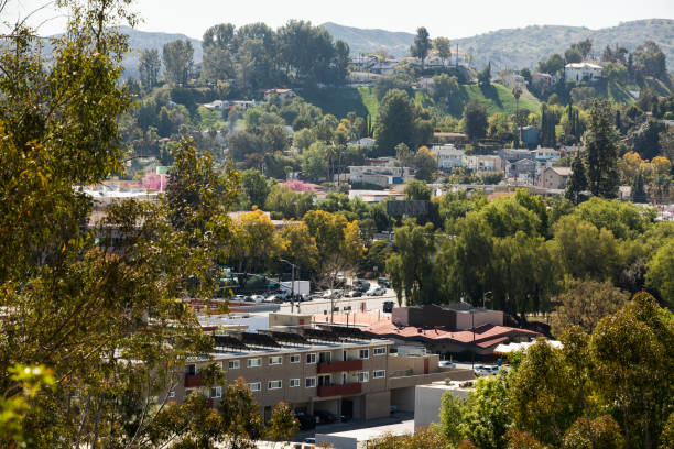 Woodland Hills Daytime city view of the Woodland Hills area of Los Angeles, California, USA. woodland hills los angeles stock pictures, royalty-free photos & images