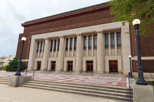 Ann Arbor, MI - September 4, 2021: Hill Auditorium on the University of Michigan Campus