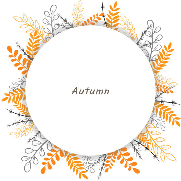 ilustrações de stock, clip art, desenhos animados e ícones de abstract modern style fern and weed wreath vector for decoration on autumn season, halloween, thanksgiving and natural concept. - fern forest ivy leaf