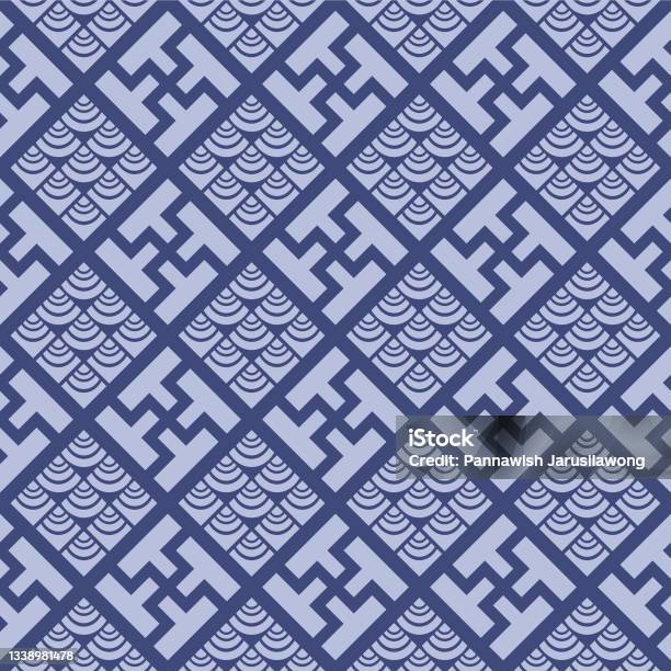 Japanese Square Pattern Japanese Wave Square Mesh Vector Seamless Pattern Stock Illustration ...