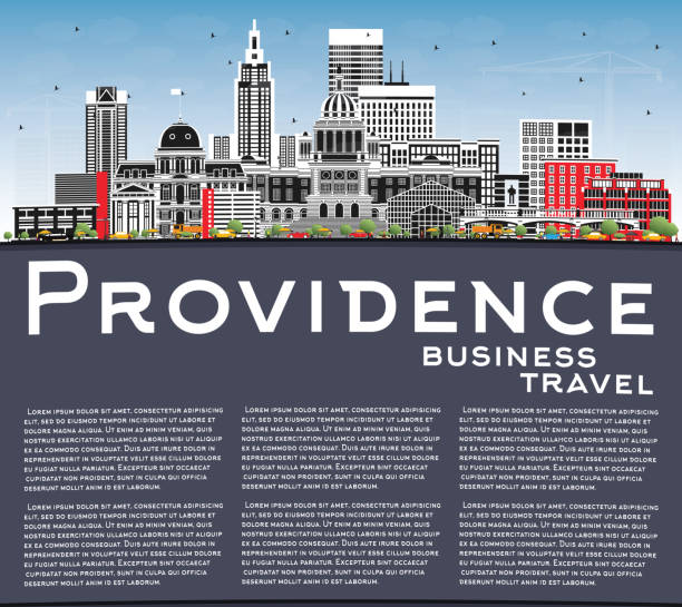 Providence Rhode Island City Skyline with Color Buildings, Blue Sky and Copy Space. Providence Rhode Island City Skyline with Color Buildings, Blue Sky and Copy Space. Vector Illustration. Providence USA Cityscape with Landmarks. Travel and Tourism Concept with Modern Architecture. providence house stock illustrations