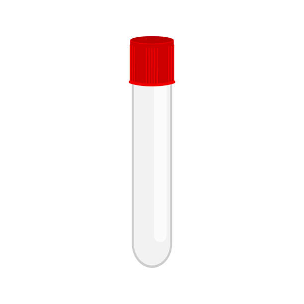 흰색 배경에 고립 된 혈액 항문증에 대한 빈 유리 테스트 튜브. 벡터 만화 일러스트레이션 - analisys stock illustrations