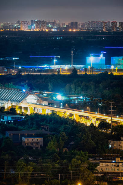 istock Chengdu urban night view subway and modern architecture 1338992120