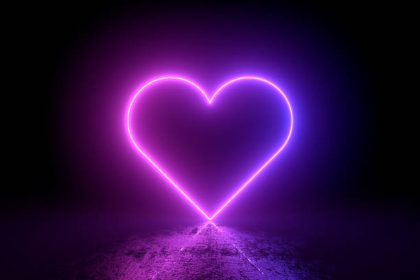istock Heart Shape with ultraviolet neon lights, cosmic landscape 1338994537