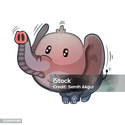 istock Cute Elephant Vector Cartoon Illustration. Cut Out 1338995989