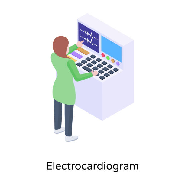 электрокардиограмма - pulse trace computer monitor eeg equipment stock illustrations