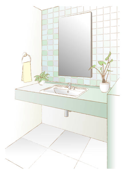 洗面所のベクトルイラスト。 - bathroom sink domestic life sink household fixture点のイラスト素材／クリップアート素材／マンガ素材／アイコン素材